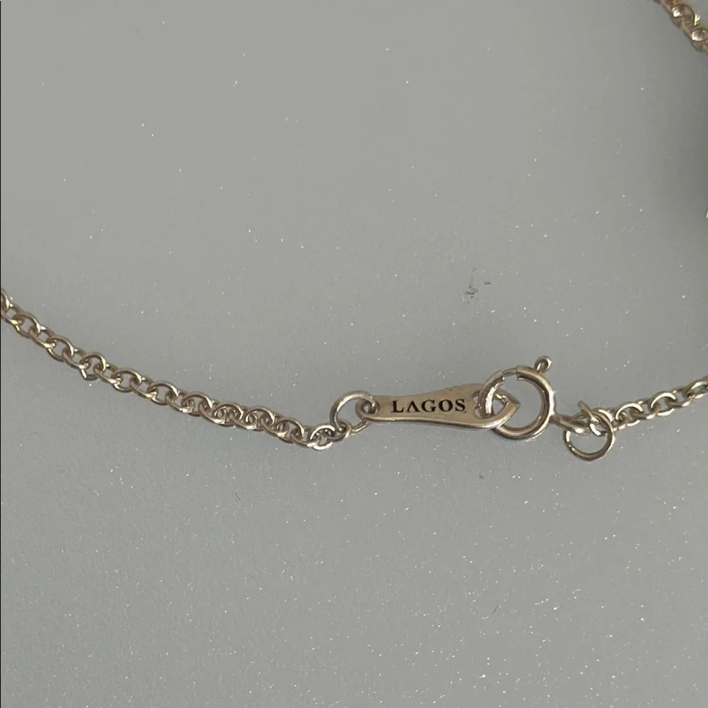 Lagos 18k real solid Gold and Silver Onix  Necklace